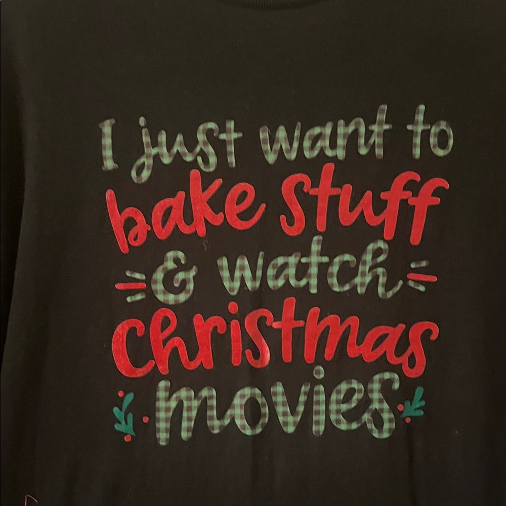 Gildan Black Long Sleeve Tee with Red and Green Holiday Script